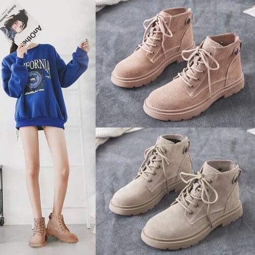 New Fashion Women Martin Boots Autumn and Spring Flock Female Winter Boots Cotton Rubber Women Flat Boots