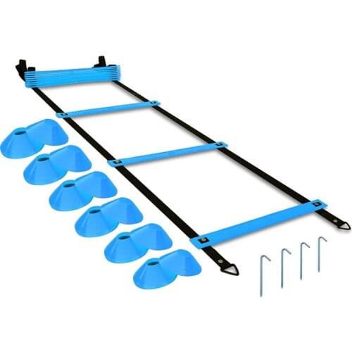 New-Sports Speed Agility Training Set Includes 1Agility Ladder 12 Disc Cones 4 Steel Stakes 1 Bag for Training Athletes