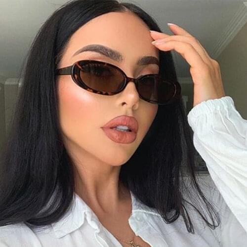 Vintage Small Sunglasses Women Brand Designer Ladies Traveling Style fashion oval sun glasses for women Cute Clear Brown Eyewear