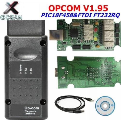 OPCOM Opcom V1.95 iagnostic Scanner Tool For Opel OBD2 OP-COM Interface With PIC18F458 FT232RQ Chip more stable
