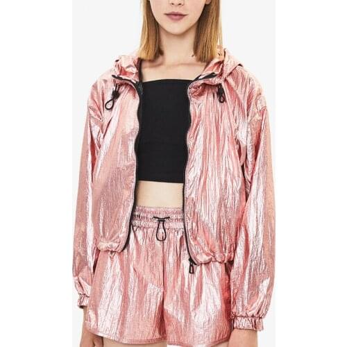 Autumn Women Bomber Jacket Windbreaker Coat Women Casual Outwear Hooded Female Jacket Harajuku Shiny Jacket