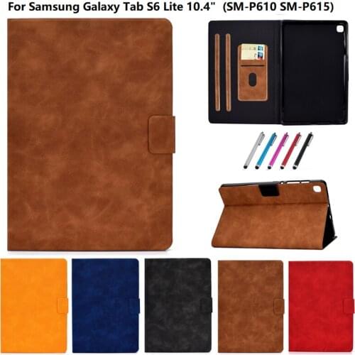 PU TPU Solid Cover for Samsung Tab S6 Lite Case 10.4 inch 10 4 SM-P610 SM-P615 Tablet Cover for Funda Galaxy Tab S6 Lite Case