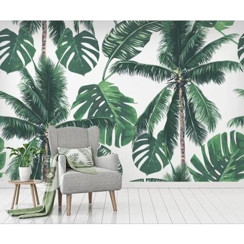 Custom 3D mural wallpaper tropical big tree leaves plant rainforest background wall decorative painting