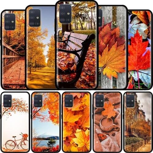 Leaves Maple Leaf Autumn Case for Samsung Galaxy A71 A51 5G M31 M30s A91 A41 A31 A21 A11 M51 M21 Black Soft Funda Capas
