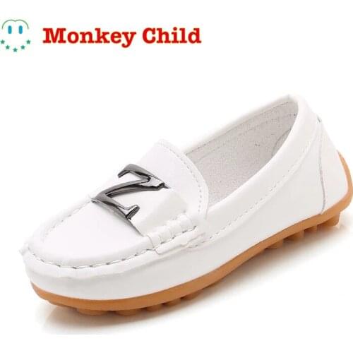 Baby Boys Leather Shoes Classic Loafers Slip-on Soft Leather Kids Flats Fashion Letter Design Candy Color For Toddlers Big Boys