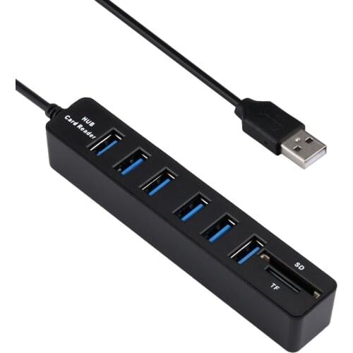 USB HUB 2.0 Card Reader 6 Port Splitter Adapter accessories For PC Laptop Computer High Speed Accessories Multi USB For Notebook