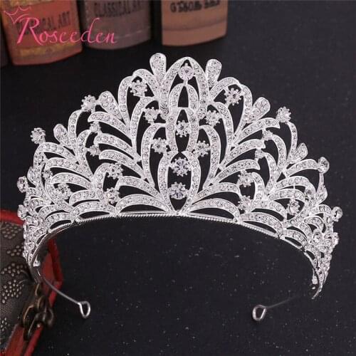 Gorgeous Rose Gold Silver Color Tiaras Crown European Royal Queen Princess Tiaras Diadem Wedding Hair Accessories RE4023
