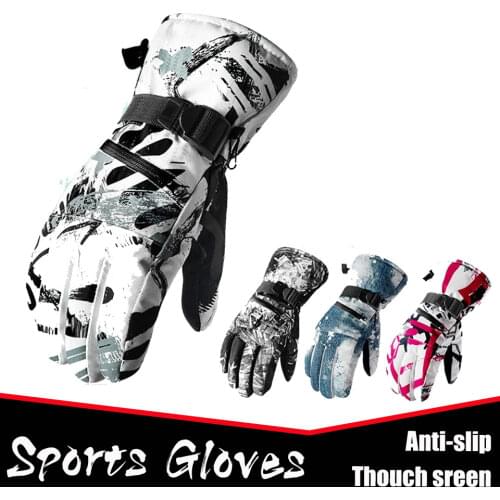 High Quality Printed Full Finger Winter Gloves Soft and Waterproof Anti-slip Skiing Gloves Touchscreen Outdoor Sports Gloves