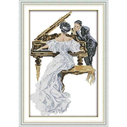 Woman Play the Piano Needlework,Cross stitch,Sets For Embroidery kits, Printed Patterns Counted Cross-Stitching,DIY Handmade