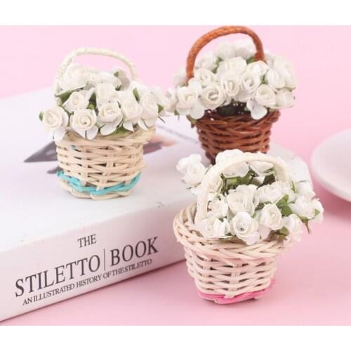 1:12 Doll House Garden Ornament Mini Potted Plant Flowers Pot DollHouse Decor Bonsai Model Kids Play Toy