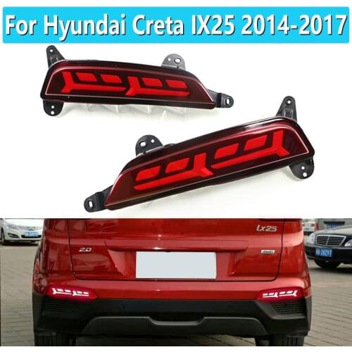 1 Pair For Hyundai Creta IX25 2014 2015 2016 2017 Led Reflector driving lights Brake Lights rear bumper lamp Turning Signal ligh