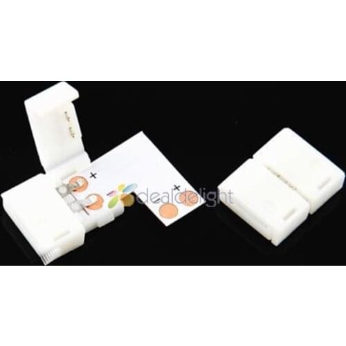 10PCS L Shape 8mm Quick Splitter Right Angle Corner Connector 2-Condusctor for 3528 Single Color LED Strip Light Free Shipping