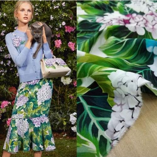 100% silk hydrangea high digital printing womens fabrics show flower pattern dress shirt childrens clothing DIY cloth