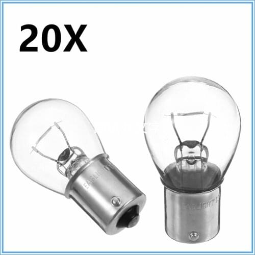 20Pcs Car Turn Signal Lights S25 1156 1141 BA15S Car Halogen Bulb Turn Singal Light Reverse Lamp Yellow Bulb DC12V