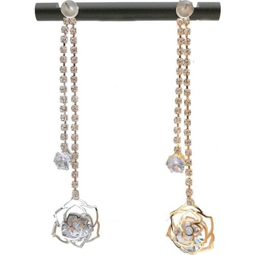 2020New 50Pcs Hollow Rose Zircon Rhinestones Tassel Button for DIY Jewelry Earring or Necklace Pendants Accessories CY34