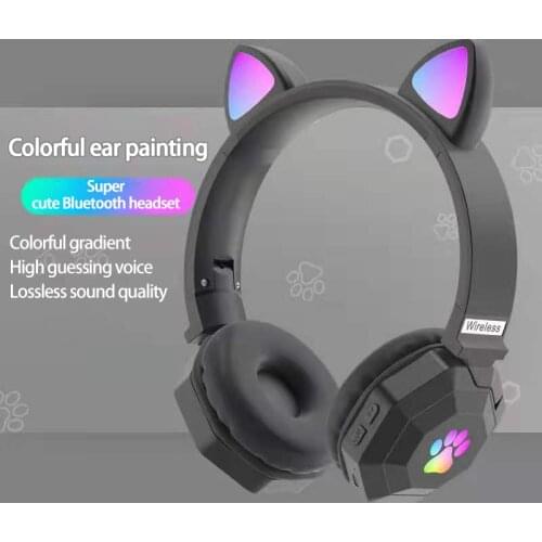 2021 New Arrival cute Cat Ear LED Light Up Gaming Headphones Headset Removable Cat Ear Wireless Gaming Headsets With Mic