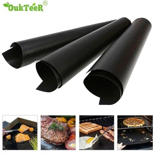 3pcs Non-stick BBQ Grill Mat Pad Barbecue Baking Reusable Cooking Plate For Party Grill Mat Oven Tools 33x40cm