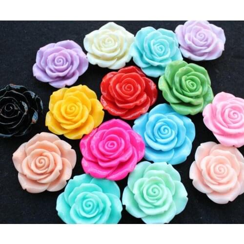 30pcs large 40mm Resin Rose Flower Cabochon Assorted Colors Great for necklace settings, pendant and bezel trays XL large