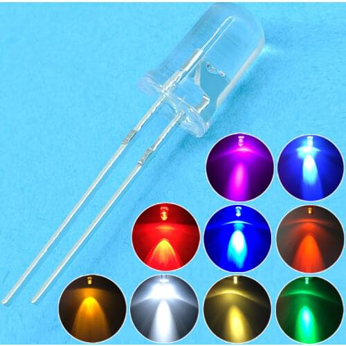 500Pcs 5mm Round White Led Super Bright Light Electronic component Emitting Diode Bulb Led Lamps 6500K 12000mcd F5 5mm Diodes