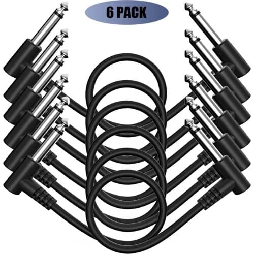6-pack, 12 inch Guitar Patch Cable Wire Effect Pedal Cable Cord Instrument Lead Cable Audio Connection Cable 6.35mm(1/4 inch)