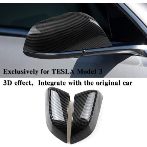 2pcs Carbon Fiber car rear view mirror covers for 2017-2019 Tesla Model 3 Side Mirror Covers protection modified accessories