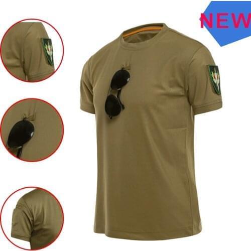 Mens Short Sleeve T-Shirts Men Slim Fit Quick Dry T Shirts Rugby Brand Russian US Army Tactical Tee Shirt Crop Top Green
