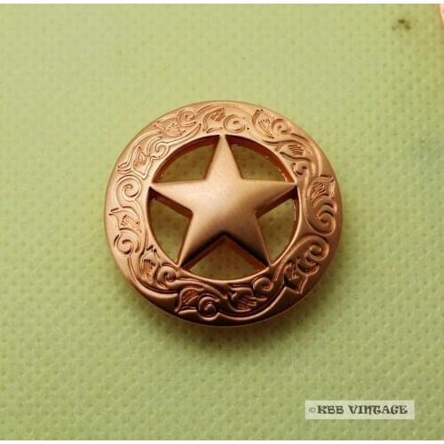 KB202) Wholesale 50pc 1-1/8'' Western Texas Star Button Leathercraft Copper-color