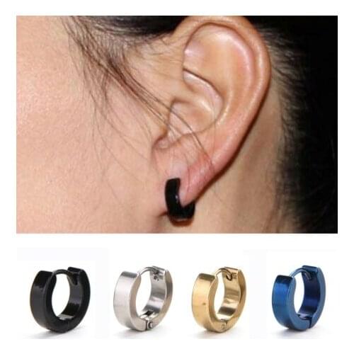 1Pair Cool Mens Stainless Steel Hoop Piercing Ear Earring Studs Jewelry Unisex