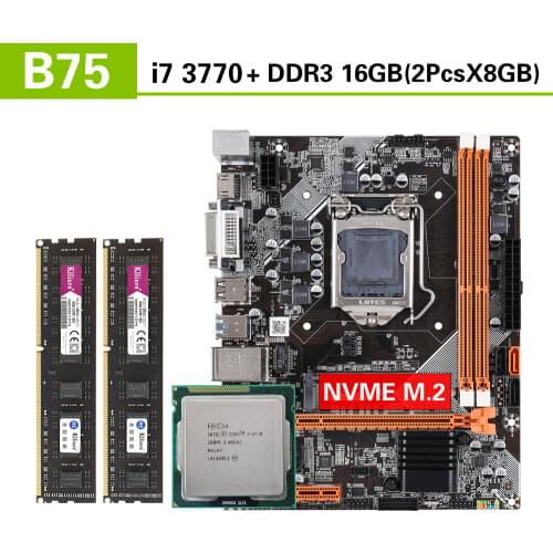 Kllisre B75 motherboard set with Intel Core I7 3770 2x8GB=16GB 1600MHz DDR3 Desktop Memory USB3.0 SATA3