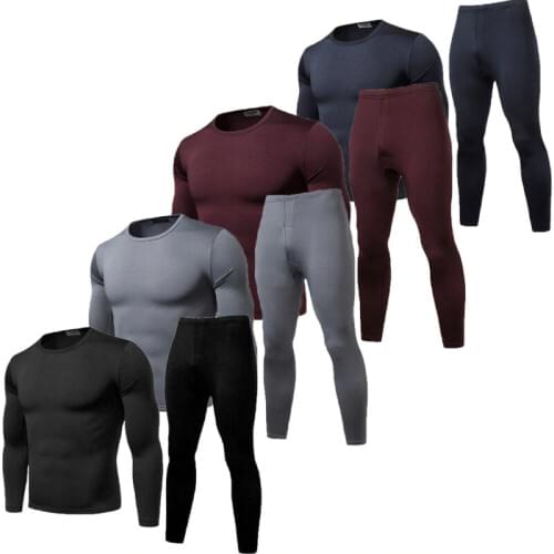 Hirigin Winter Men Thermal Underwear Sets Elastic Warm Fleece Long Johns for Men Polartec Breathable Thermo Underwear Suits