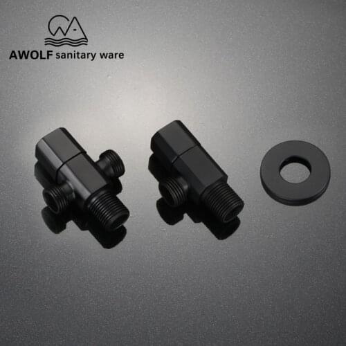Brass G1/2" Single Dual Outlet Angle Valve Toilet Filling Wall Mounted Wash Machine Matte Black Bathroom Accessories AF6126