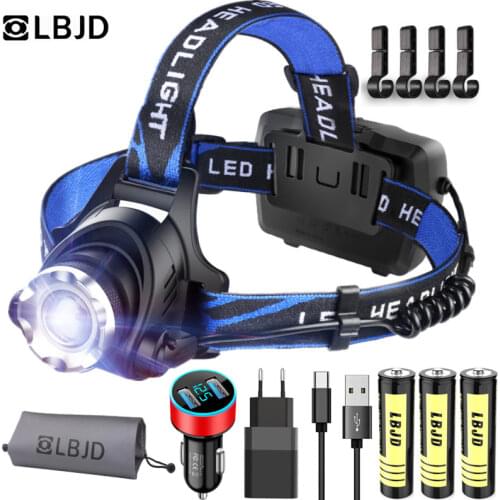 3*18650 RU LED Body Motion Sensor Headlamp Lantern XML T6 L2 Zoomable Head Lamp Flashlight Torch Waterproof Lanterna Headlamps