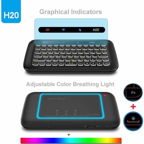 H20 Mini Full Touchpad Wireless Keyboard Colorful Backlight Air Mouse Remote Control Keyboard for Andorid Box Smart TV Windows