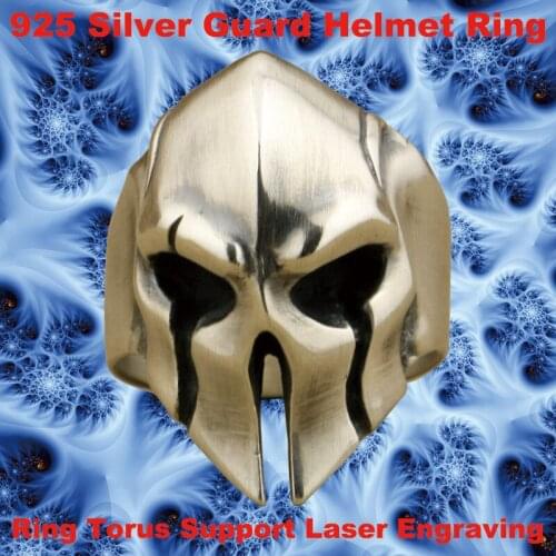 Punk Retro Fashion Solid 925 Sterling Silver Cool Mens Biker Personality Guard Helmet Ring TA08 US Size 7~15