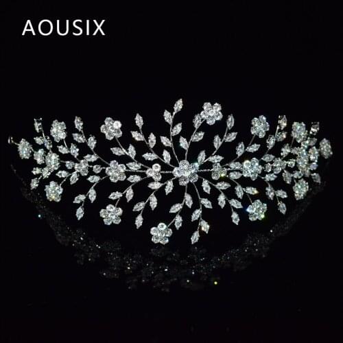 Fashion Luxury Flowers Wedding Headdress,Dubai Bridal Headdress Royal Wedding Headdress Crown Female Jewelry Hair Accessories