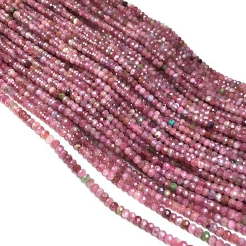 Natural Stone Red Tourmaline 3x4mm Small Round Section Stone Loose Bead for Jewelry Making DIY Bracelet Necklace