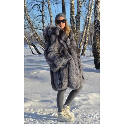 TOPFUR 2021 New Fashion Female Real Fur Coat With Hood Natural Fox Fur Coats Loose Full Sleeves Elegant Thick Warm Winter Coat