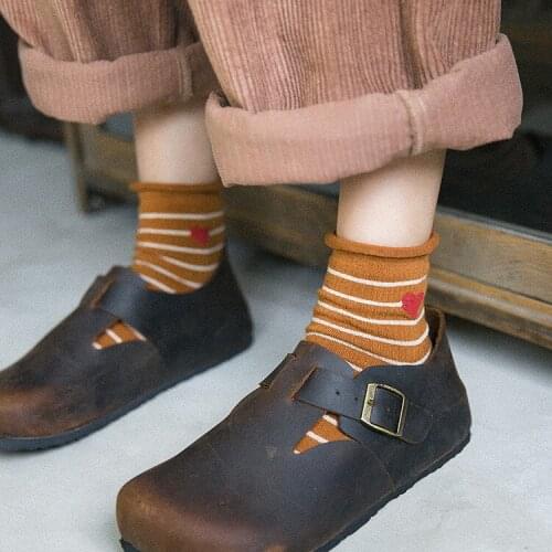 1 Pair/lot 2018 Autumn Winter New Products Love Striped Sock for Women Korean Fashion Cotton Women Socks