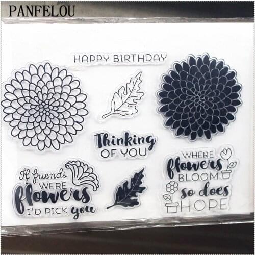 PANFELOU 11.3*15.56cm Flowers leaf series Transparent Silicone Rubber Clear Stamps cartoon for Scrapbooking/DIY wedding album