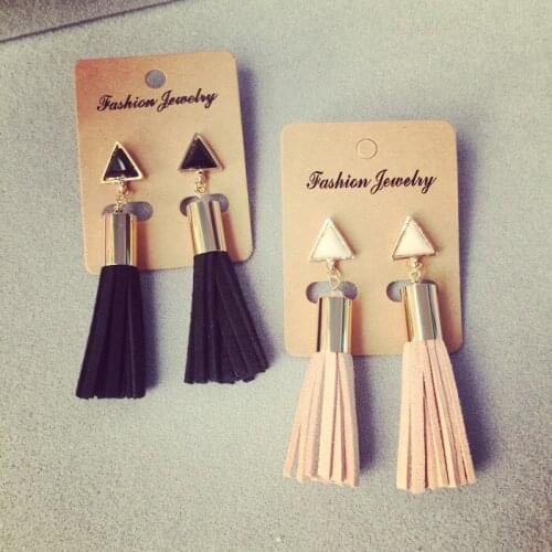 Knock Tassel Drop Earrings Faux Suede Fabric Long Dangle Earrings for Women Fine Jewelry Wholesale jewelry