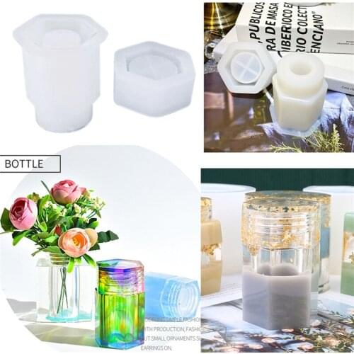 Hexagon Bottles Diy Cuboid Round Column Bottle Storage Box Silicone Mold for Diy Jewelry Making Findings Supplies Accessories