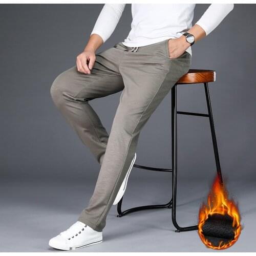 3 Colors Winter Mens Warm Sweatpants 2021 Fashion Fleece Thicken Sports Trousers Loose Stretch Casual Pants Male Brand Clothing