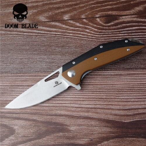 203MM hardness 60-61HRC, D2 folding knife, outdoor camping cutting sharp pocket knife,ungle lifesaving knife, barbecue tool