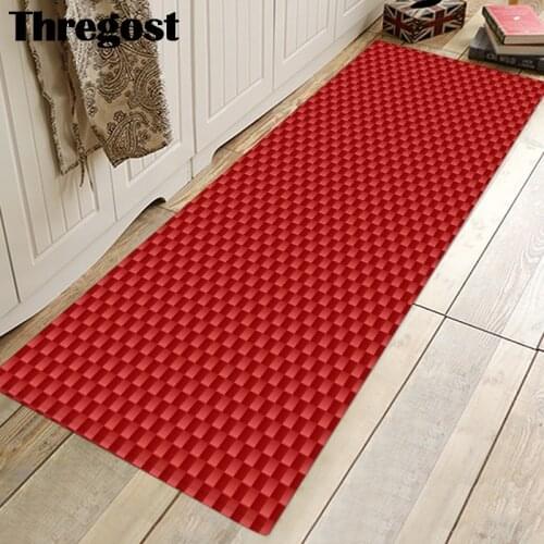 Thregost Printed Plaid Door Carpet Kitchen Rugs Washable Red Home Decor Mats Nordic Kitchen Rug Shoes Carpets Welcome Doormat