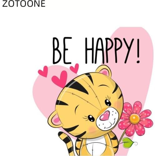 ZOTOONE Iron on Cute Couples Tiger Patch for Clothes T-shirt Heat Transfers Stickers for Kids Boys DIY Vinyl Patches Appliques G