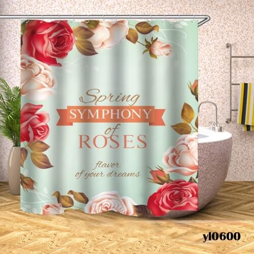 Waterproof Flowers Shower Curtains Print Bath Curtains For Bathroom Bathtub Large Wide Bathing Cover 12pcs Hooks Rideau De Bain