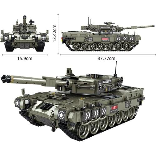 Military Series 1747pcs Leopard 2 Main Battle Tank Building Army Soldiers Heavy Tank Bricks Children Mould King DIY Toys Gifts