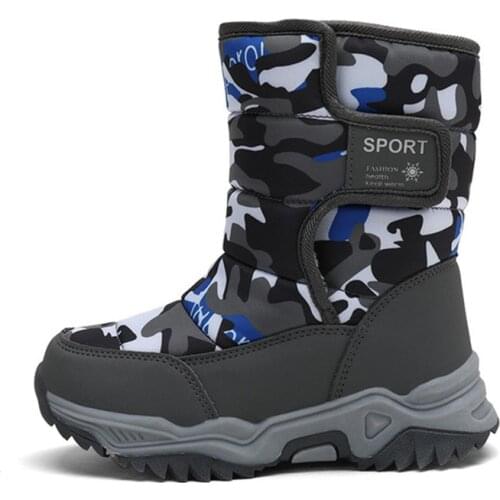 High Top Snow Boot Kids Antiskid Cotton Shoes Children Boy Girl Water Resistant Warm Winter Boots Velvet Outdoor Walking Shoes