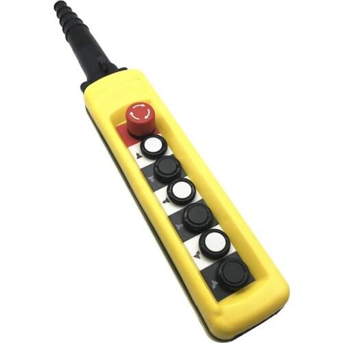 XAC-6913 2 Speed Control Hoist Crane 6 Pushbuttons Pendant Control Station With Emergency Stop