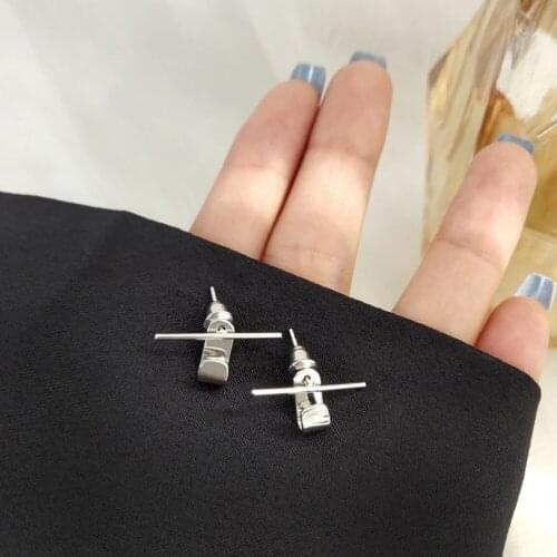 South Korea Metal Creative Word After Hanging Fashion Earrings Hiphop/Rock Ins Small The Retro Baroque Trend Stud Earrings